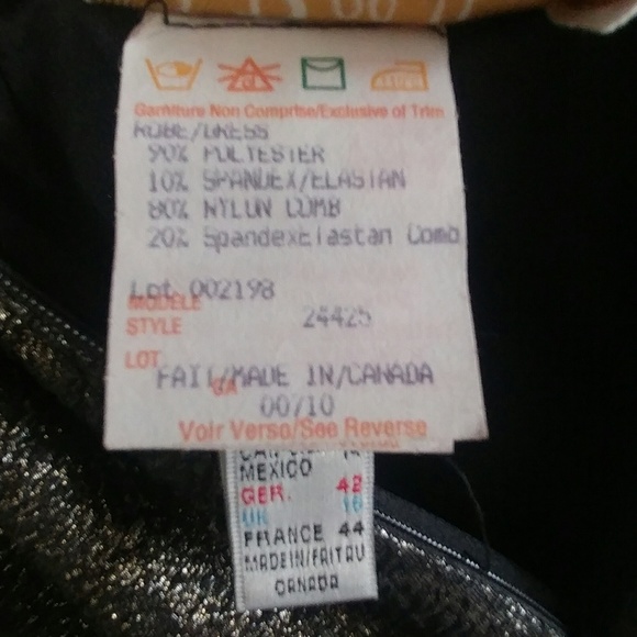 VTG Joseph Ribkoff Metallic Gold Black Dress Gown - Picture 7 of 8